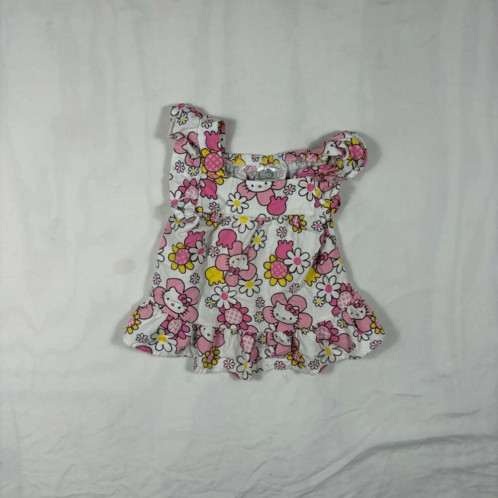 Hello Kitty Toddler Girls Pink Floral Ruffle Top